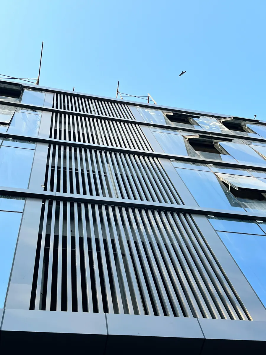 UPVC fins facade detail on residential tower