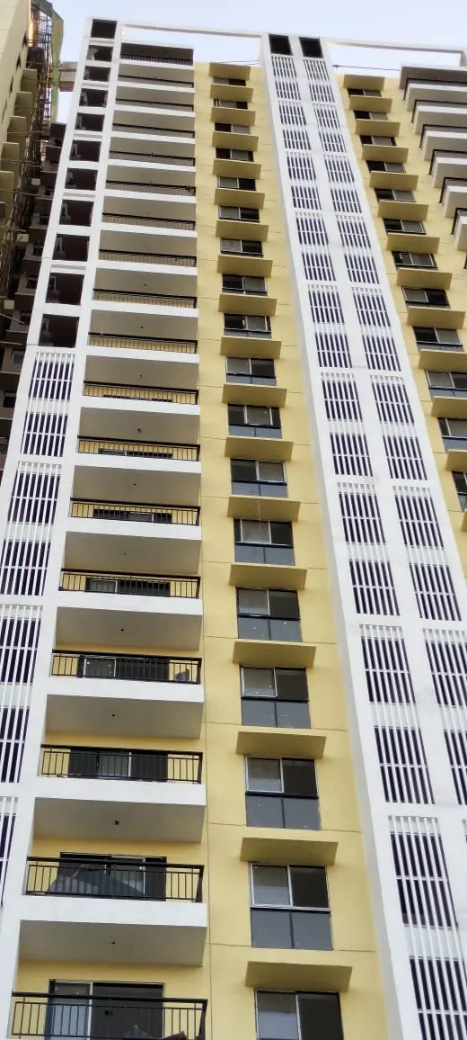 Finished white UPVC fins facade